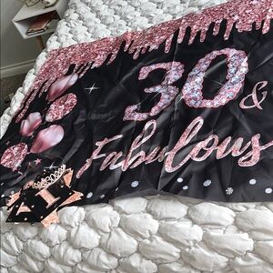 Pink and Black 30 & Fabulous Banner
